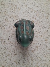 Frog Stone Sculpture Carving Green Hand Painted Chinese 