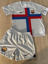 Boys Nike Barcelona Football Shirt and shorts kit age 6-7