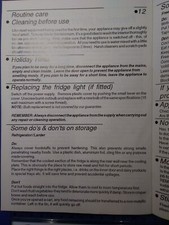 Vintage 2002 Installation Manual Schrieber Hygena Larder Refrigerator / Freezer