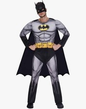 Adult Batman Mask Jumpsuit with Padded Chest Removable Cape Super Heroes