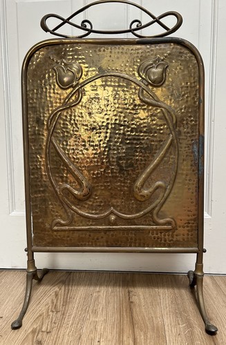Vintage art nouveau brass fire - art,