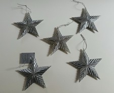 Hanging Tree Decorations - 5 x Silver Glittery Star by GISELA GRAHAM LONDON