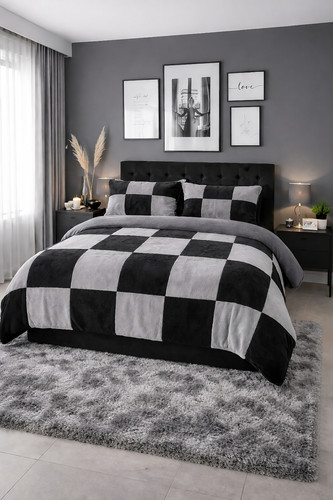 Teddy fleece checked duvet - teddy,