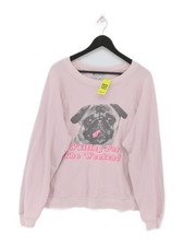 Wildfox Women's Jumper M Pink Graphic Cotton with Polyester Round Neck Pullover