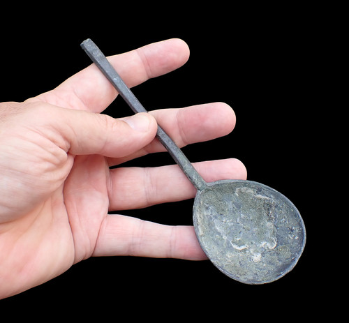 Post medieval pewter spoon - a,