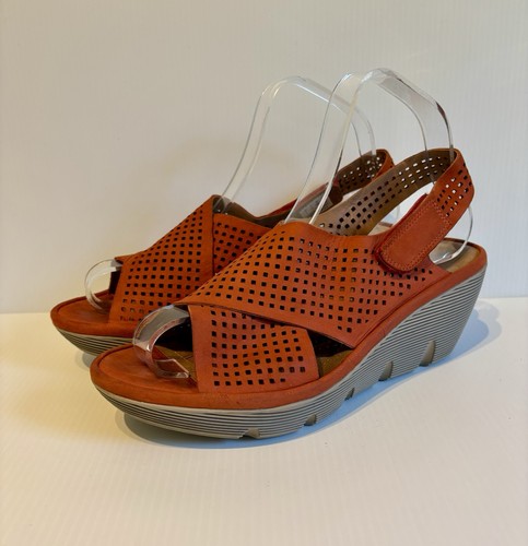 Clarks burnt orange perforated - clarks,