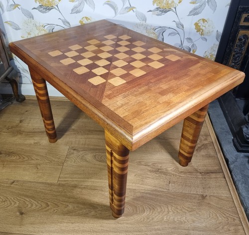 Vintage inlaid wooden chess - vintage,