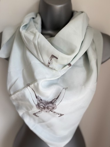 Vintage square satin scarf fox - satin,
