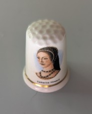 FENTON FINE BONE CHINA THIMBLE CATHERINE HOWARD Vintage Gold Trim UK Used