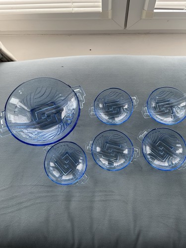 Blue glass bowl and serving - bowl,