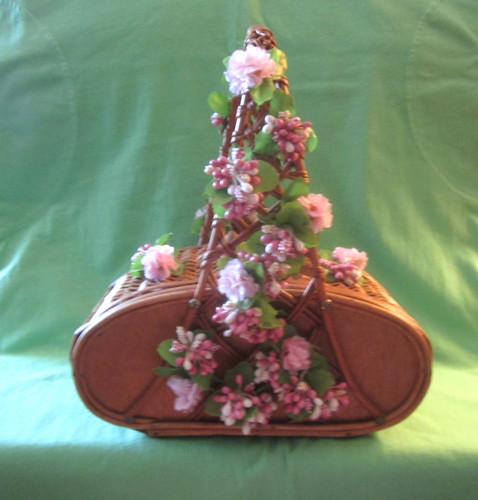 Vintage pink floral - vintage, wicker