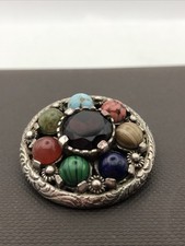 Vintage Miracle Pendant Brooch Celtic Glass Pewter Jewellery Scottish Gift