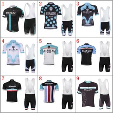 BIANCHI Mens Cycling Jersey Bicycle Clothing MTB Bike Racing Gel Bib Shorts Set