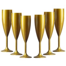 Plastic Polycarbonate Gold Champagne Flutes Great for Parties FAST DELIVERY
