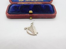 Sterling Silver Concert Harp Charm Pendant Vintage c1970