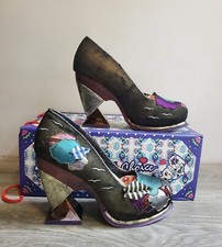 Ladies Irregular Choice Rare 'Flop Flips' Gold Multi Mid Heels Size 5 EU 38