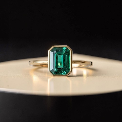 14k yellow gold emerald - 14k,