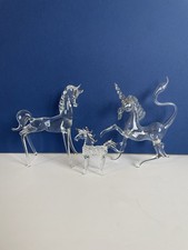 Vintage Hand Blown Glass Set of Unicorn Horse Figurine Sculpture Ornament X 3