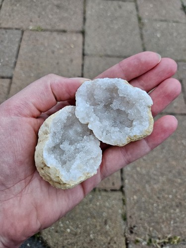 Natural white quartz geode