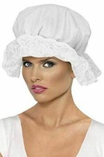 White Mop Cap Victorian Edwardian Maid Fancy Dress Book Day Party Accessory 