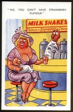 STRAWBERRY MILK SHAKES Are Off the Menu! Vintage Comic Postcard. Free UK p&p