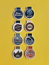 Walt Disney World parks inspired handmade round magnetic bookmarks set A