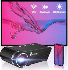 Selvim WiFi Bluetooth Projector, Mini Portable Projector with 6000 Lumens, Full 