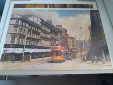 Fine art print  Tram and street scene, Glasgow By P.St.C Merrimam.