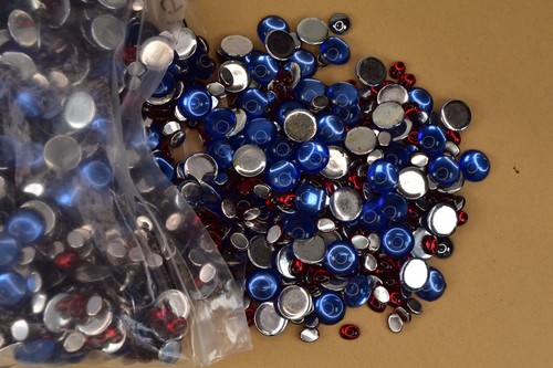 Round cabouchons blue - blue, red