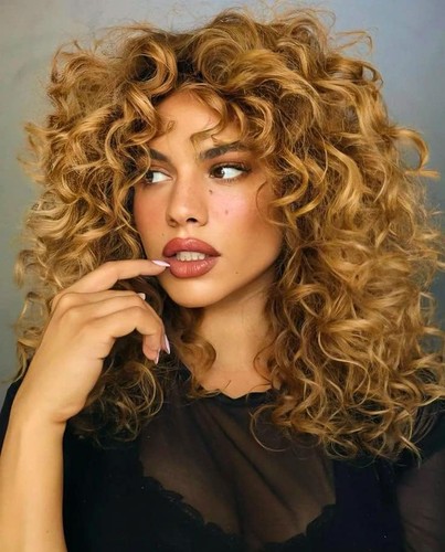 Curly wig with - curly, black