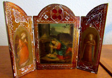 Antique Italy Wood TRIPTYCH
