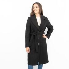 M&S Coat Black Womens Wool Look Trench Overcoat Long Ladies Marks & Spencer
