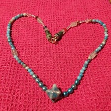 Zoisite, Fluorite, Merkaba Beaded Silver looking necklace Geometry Gem FREE P&P 