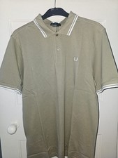 Fred Perry Polo Shirt Khaki Green Sage Twin Tipped BNWT