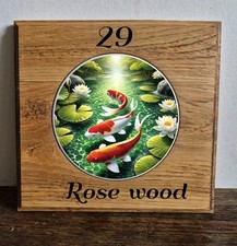 Oak And Ceramic House Signs