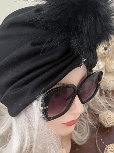 Black turban with - black,