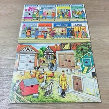 Vintage 70s Hayter Wooden Peg Jigsaw Puzzle Toys Farmyard & Shopping Themes