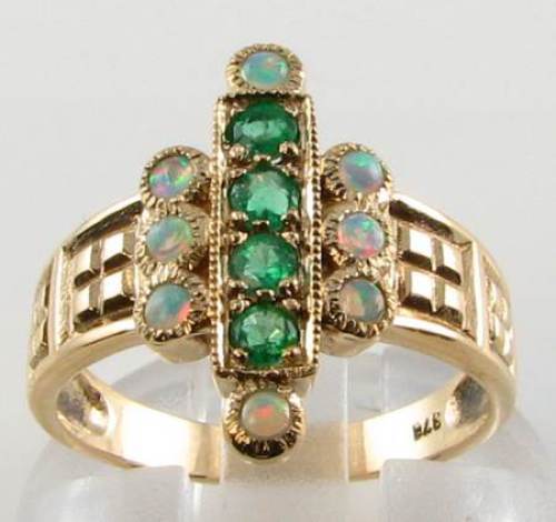 9ct gold emerald opal - gold,