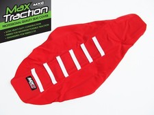 HONDA CRF450 CRF450R 02-04 RIBBED SEAT COVER RED + WHITE STRIPES RIBS MOTOCROSS