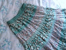 BM Casual Medium Festival Hippy Gypsy  Skirt Elasticated Blue Floral Tiered