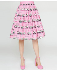 Unique Vintage 1970s Pink Barbie Bus Van Gellar Swing Skirt XL
