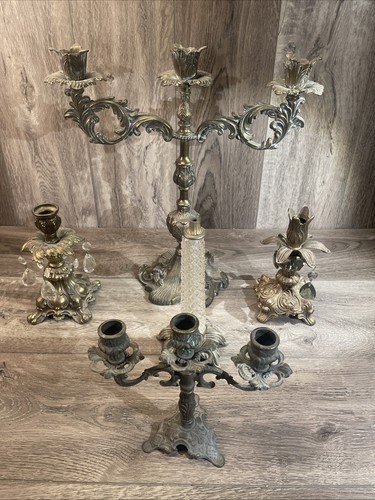 Vtg brass candelabra - brass,