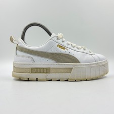 Puma Mayze Womens White Leather Platform Trainers UK Size 4