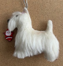 WHEATEN SCOTTISH TERRIER with CHRISTMAS SANTA  - Part needle felted DOG