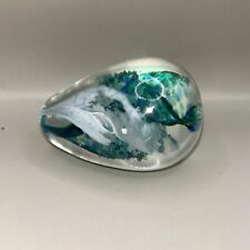 Ocean glass egg  shaped paperweight 3 inches Teign valley hlass??