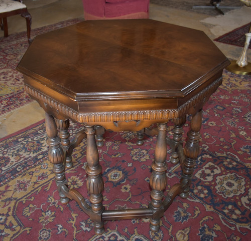 Vintage octagonal walnut side - vintage,