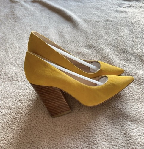 Mustard yellow suede - mustard, pointed