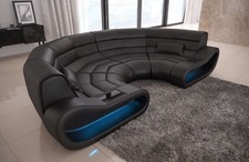 Big sofa leather couch LED leather couch USB luxury leather sofa black concept big sofa