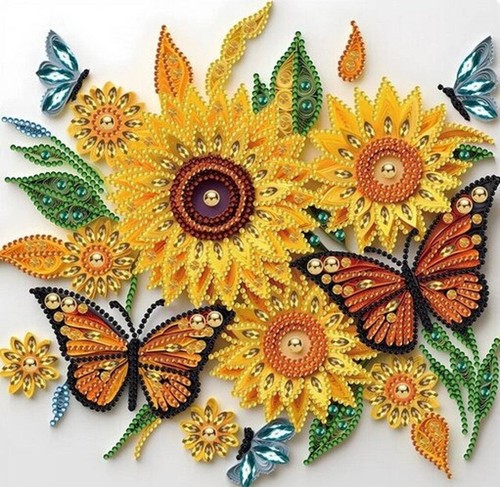 Diy sunflower and butterfly - 5d,