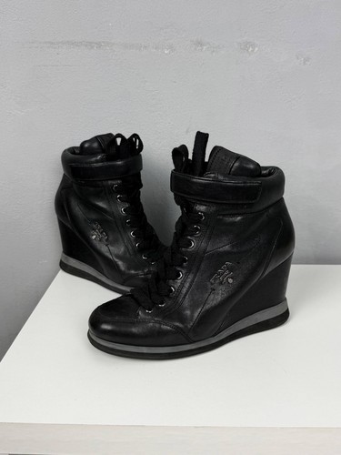 Prada black wedge sneakers - prada,